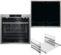 AEG EUR571MAX Herdset Mit Induktionskochfeld Bestehend Aus BSS575021M + IKS6445XXB + TR3LFV Edelstahl/cl