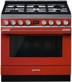 Smeg CPF9GPRD Gas-Kombi-Standherd Rot / A+