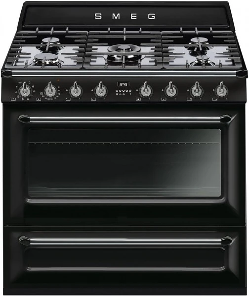 Smeg TR90BLD9 Gas-Kombi-Standherd Schwarz / A 1 Smeg TR90BLD9 Gas-Kombi-Standherd Schwarz / A