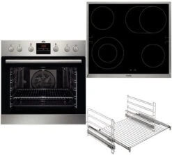 AEG Kombi3021P Herdset Bestehend Aus EPS33102ZM+HE604062XB+FlexiRunners Edelstahl/cleansteel + Edelstahl