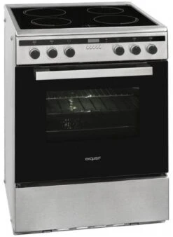 Exquisit EHI 60-3 Stand-Elektroherd Mit Induktionsfeld Edelstahl / A