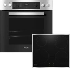 Miele Twin-Set Comfort Induktion Herdset Mit Induktionskochfeld Edelstahl/cleansteel + Edelstahl / A+