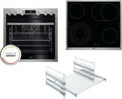 AEG DE-RB-03 Herdset Bestehend Aus EPE555220M + HE604070XB + TR3LFV Edelstahl/cleansteel + Edelstahl / A