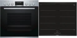 Bosch HND679LS65 Herdset Mit Induktionskochfeld Bestehend Aus HEB578BS1 + NXX675CB1E Edelstahl + Komfort-P